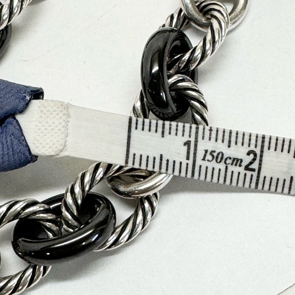 David Yurman Black Ceramic Oval Link Necklace .925 - Picture 8 of 8
